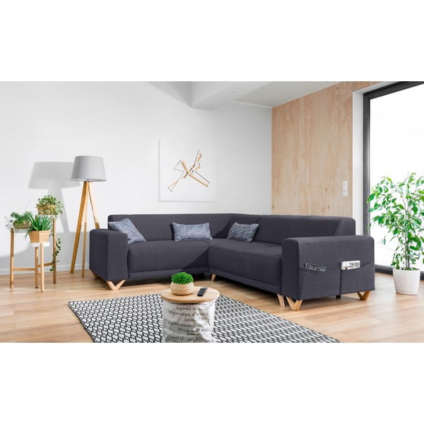 Antracitová rozkládací/s úložným prostorem rohová pohovka (levý roh/do L) Classy Sophie – Miuform-image-3