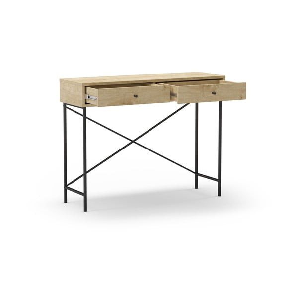 Konzolový stolek s deskou v dubovém dekoru v přírodní barvě 35x110 cm Titan – Marckeric-image-3