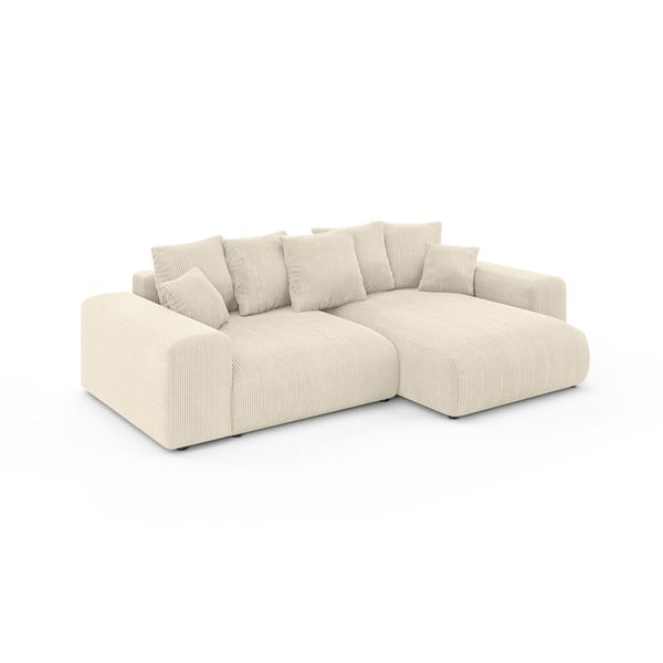 Krémová manšestrová rozkládací rohová pohovka s úložným prostorem (variabilní roh) Luma – Ropez-image-2