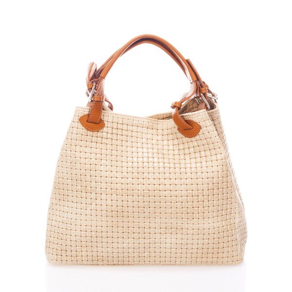 Krémová kožená kabelka Federica Bass Hydri-image-1