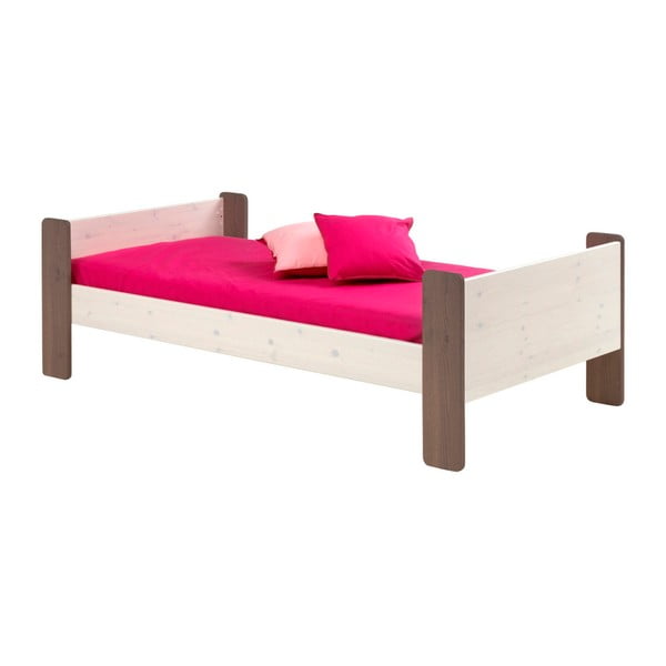 Šedo-bílá dřevěná jednolůžková postel 13Casa Crock, 90 x 200 cm