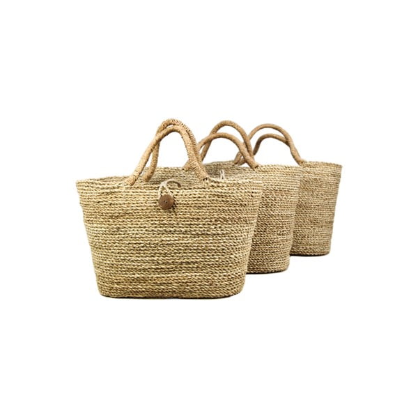 Sada 3 úložných košů z mořské trávy HSM collection Basket Set