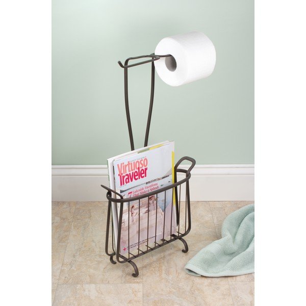 Kovový držák na toaletní papír v bronzové barvě iDesign Axis, výška 61 cm-image-1