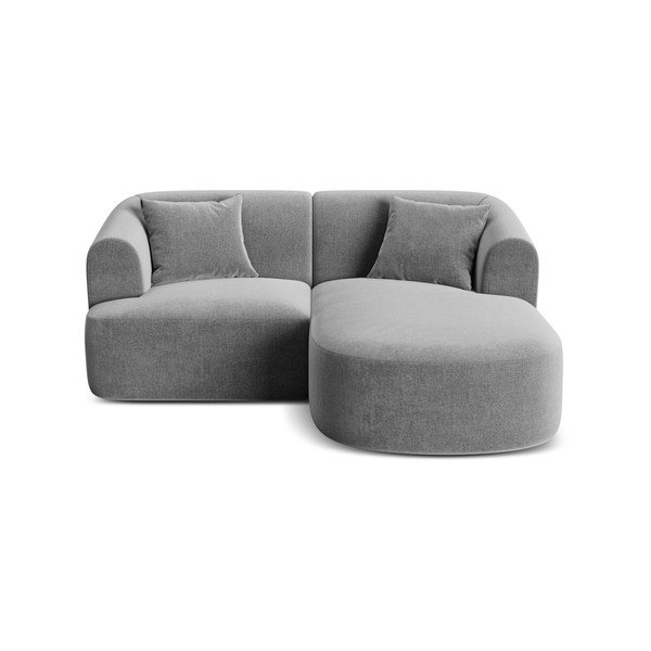 Světle šedá sametová rohová pohovka (pravý roh/s lenoškou) Campi – Cosmopolitan Design