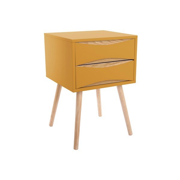 Žlutý noční stolek s 2 šuplíky Leitmotiv Cabinet Buoyant