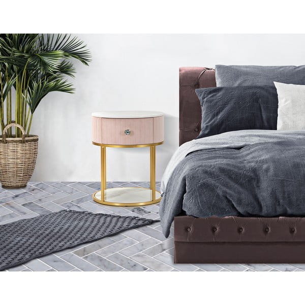 Noční stolek ve světle růžové a zlaté barvě Montpellier – Mauro Ferretti-image-1