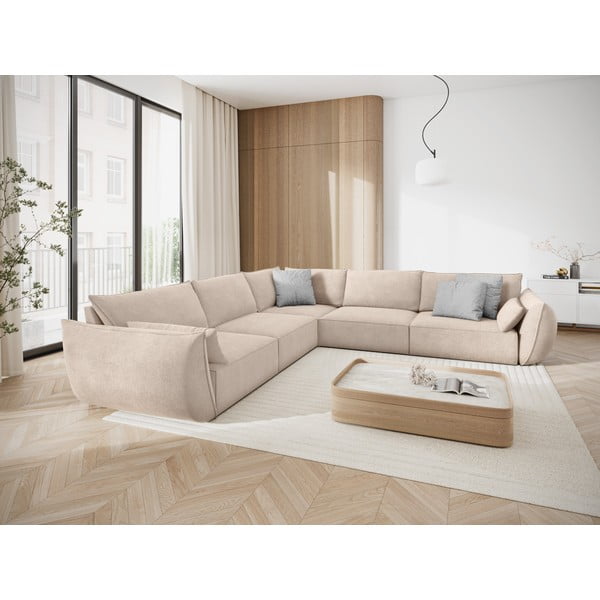 Béžová rohová pohovka (variabilní) Vanda – Mazzini Sofas-image-1