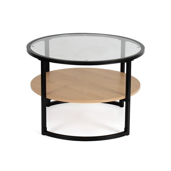 Černý/v přírodní barvě kulatý konferenční stolek v dekoru dubu ø 68 cm Zanu – Bonami Essentials-image-3