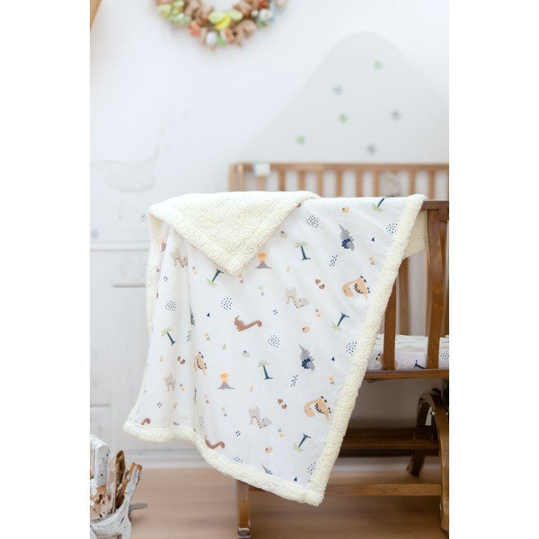 Bílá dětská deka z bavlny Renforcé 75x100 cm Dinozor – Mijolnir-image-1