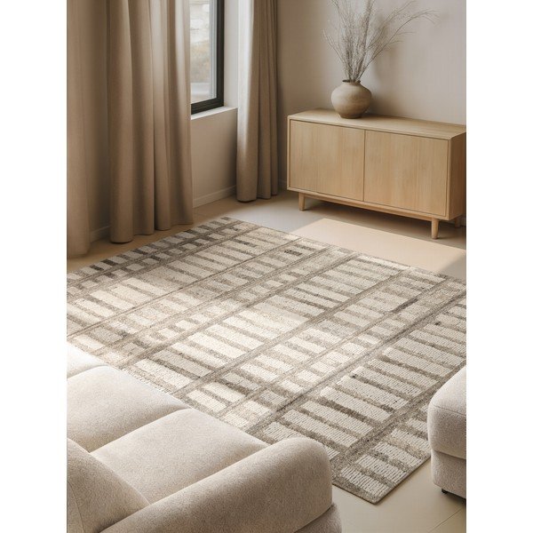 Krémový ručně tkaný vlněný koberec 80x150 cm Boho 1.0 Linara – Vikosa-image-1