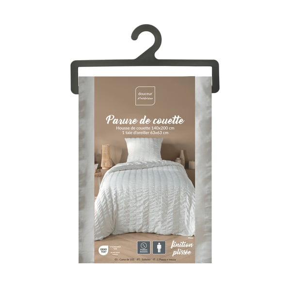 Bílé krepové povlečení na jednolůžko 140x200 cm Plissia – douceur d'intérieur-image-4