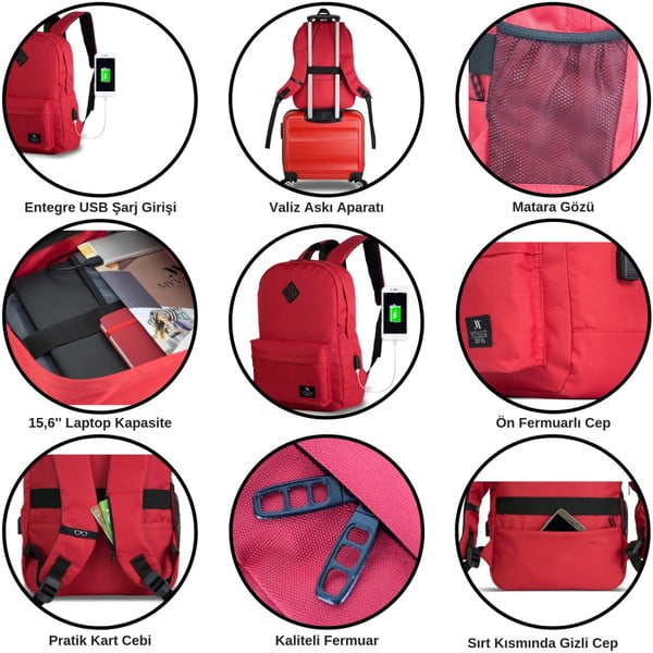 Fialový batoh s USB portem My Valice SPECTA Smart Bag-image-3