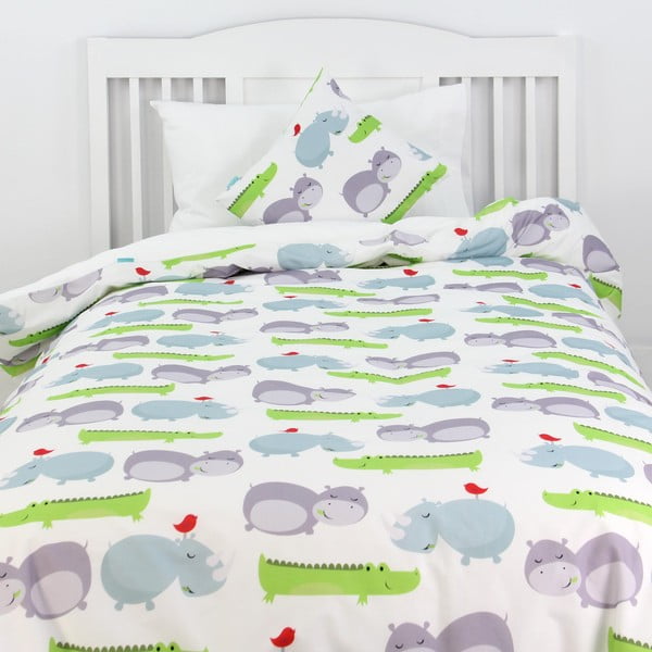 Dětské bavlněné povlečení na peřinu a polštář Mr. Fox Hippo, 140 x 200 cm-image-1