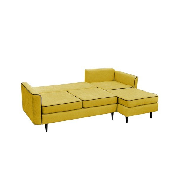 Žlutá rozkládací pohovka s černými nohami Mazzini Sofas Dragonfly, pravý roh-image-2