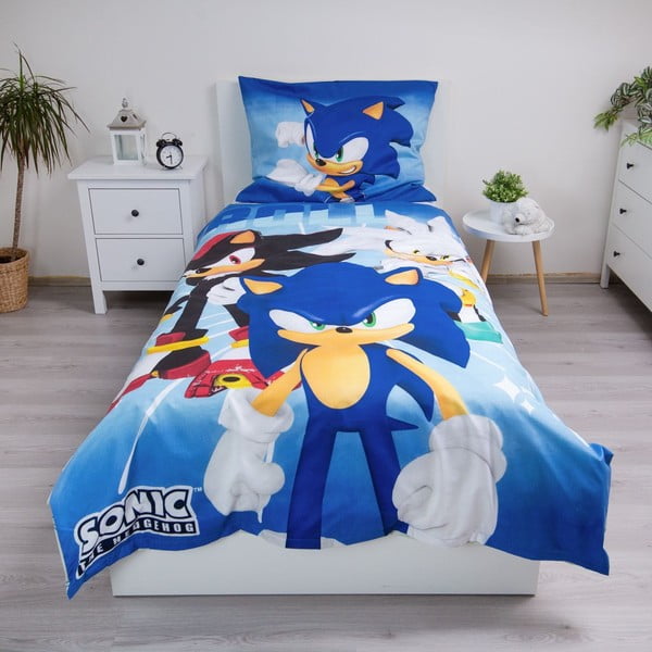 Modré dětské povlečení na jednolůžko z mikrovlákna 140x200 cm Sonic – Jerry Fabrics-image-1