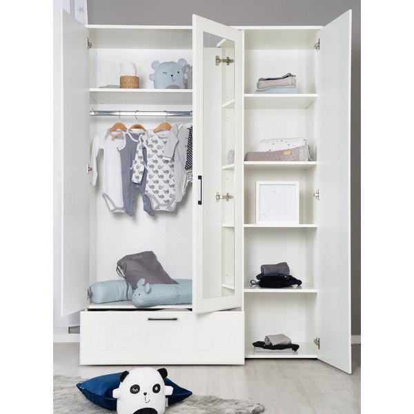 Bílá dětská šatní skříň se zrcadlem 139x190 cm Sylt – Roba-image-2