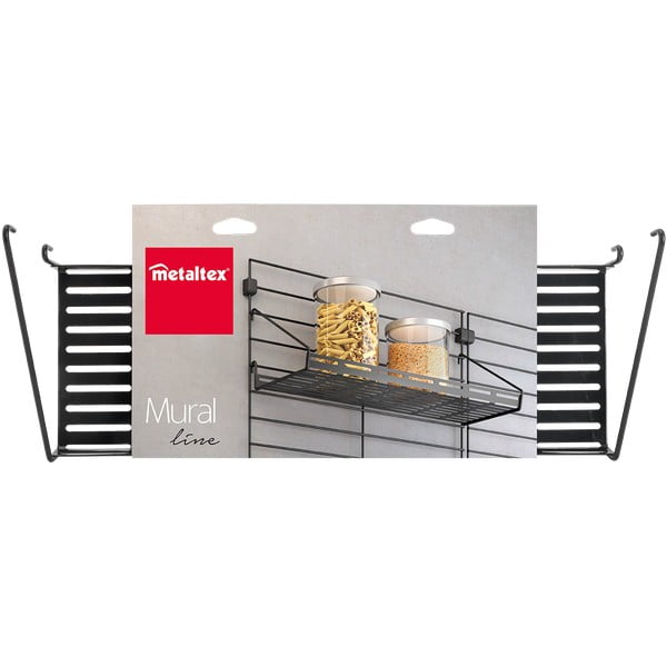 Černá kovová komponenta - police 43x15 cm Mural – Metaltex-image-2