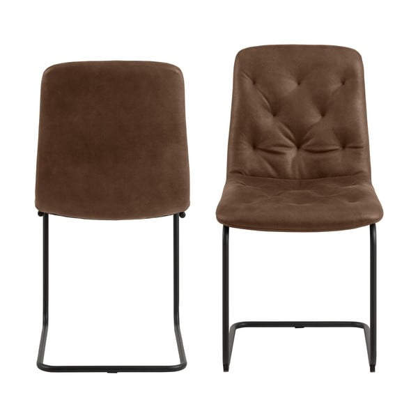 Hnědé jídelní židle z imitace kůže v sadě 2 ks Kira – Actona-image-2