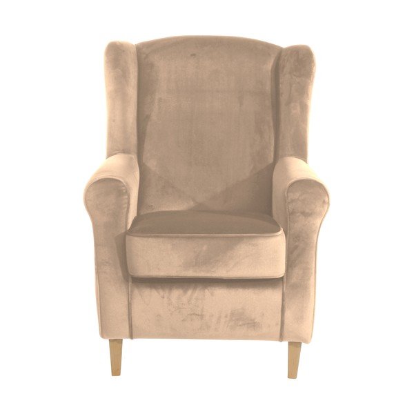 Hnědé křeslo ušák Max Winzer Lorris Velour Sand-image-2
