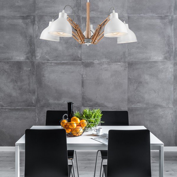 Bílo-hnědé stropní svítidlo s kovovým stínidlem ø 15 cm Marcello – LAMKUR-image-2