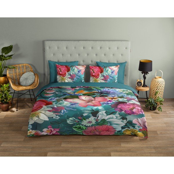 Tyrkysové bavlněné povlečení na jednolůžko 140x200 cm – Good Morning-image-1