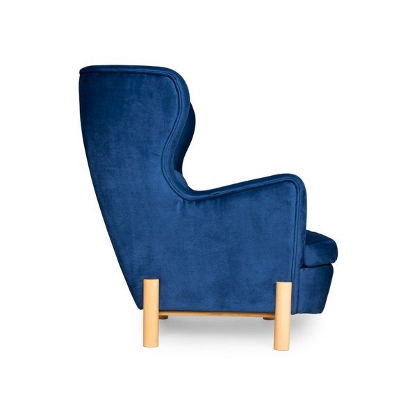 Tmavě modré křeslo ušák SKANDICA Ingrid Navy Blue-image-2