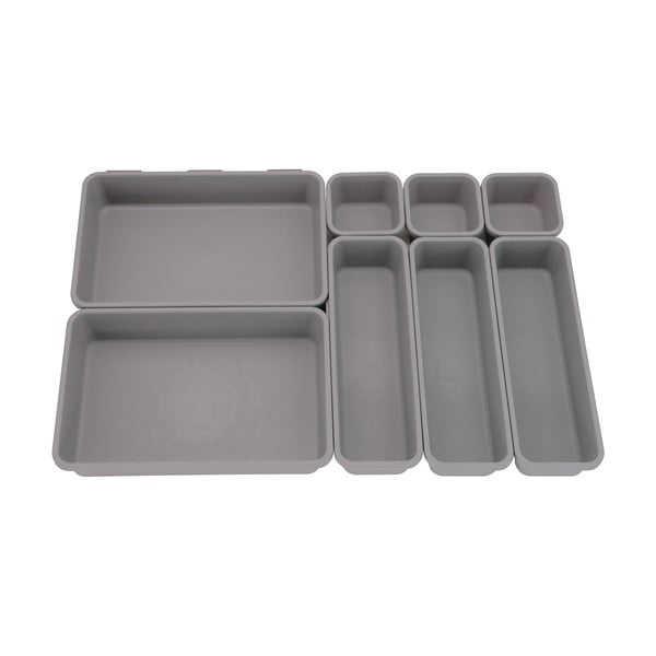 Šedé plastové organizéry do šuplíku v sadě 8 ks - Addis-image-3