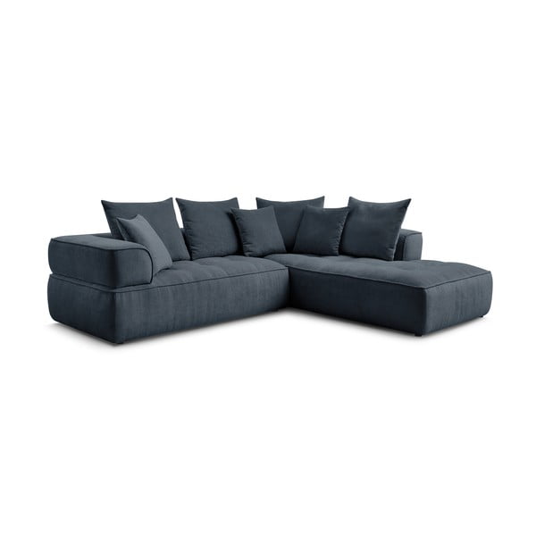 Tmavě modrá žinylková rohová pohovka (pravý roh/do L) Whesley – Bobochic Paris-image-3
