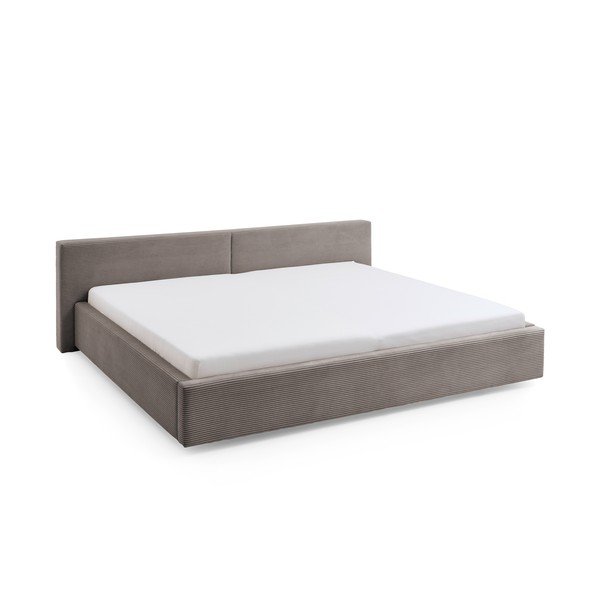 Taupe čalouněná dvoulůžková postel s úložným prostorem s roštem 200x240 cm Cube – Meise Möbel