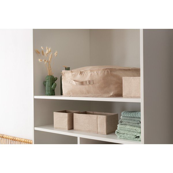 Béžové látkové úložné boxy v sadě 2 ks 14x12x12 cm Sandy – Compactor-image-1