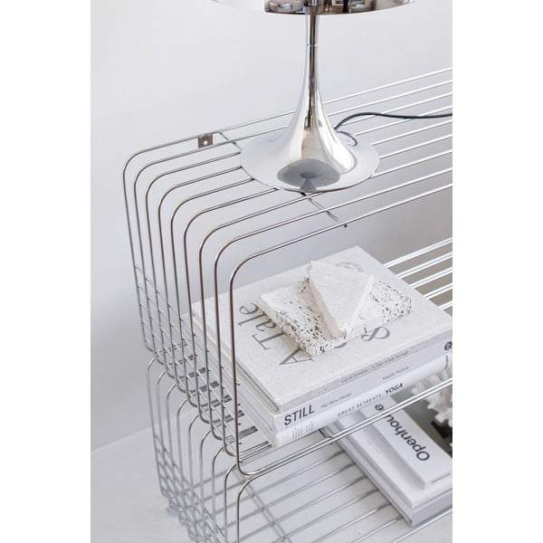 Kovová nástěnná knihovna v leskle stříbrné barvě 70x30 cm Wire – Mette Ditmer Denmark-image-3