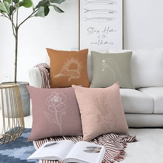Sada 4 lesklých povlaků na polštáře Minimalist Cushion Covers Unicorn, 55 x 55 cm