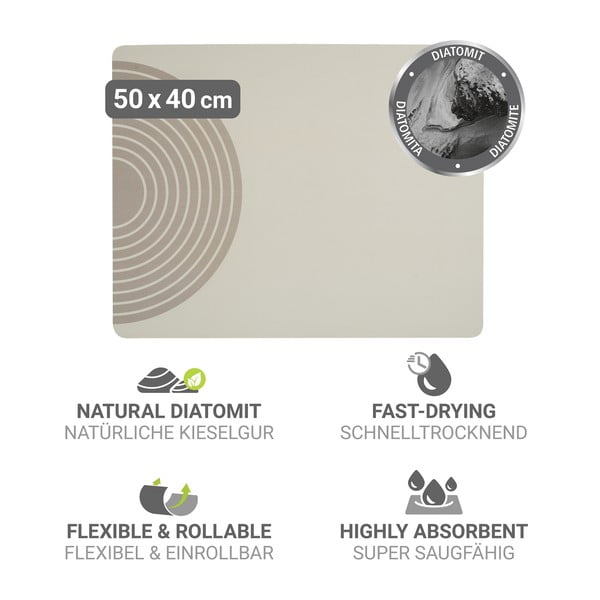 Béžová gumová odkapávací podložka na nádobí 50x40 cm Dima – Wenko-image-3