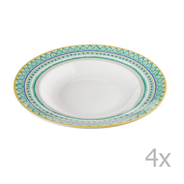 Sada 4 porcelánových talířů na polévku Oilily 24,5 cm, zelená