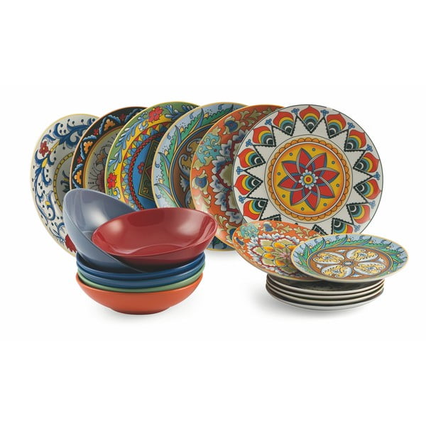 18dílná sada barevných talířů z porcelánu a kameniny VDE Tivoli 1996 Renaissance-image-2