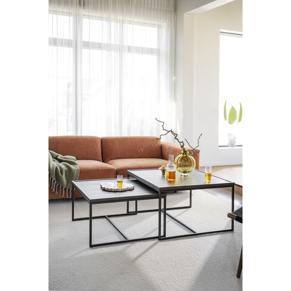 Tmavě hnědý konferenční stolek s deskou z dubového dřeva ø 80 cm Deerfield – Rowico-image-3