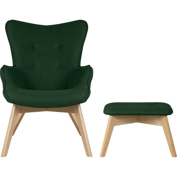 Tmavě zelené křeslo s podnožkou Niko – Ropez-image-2