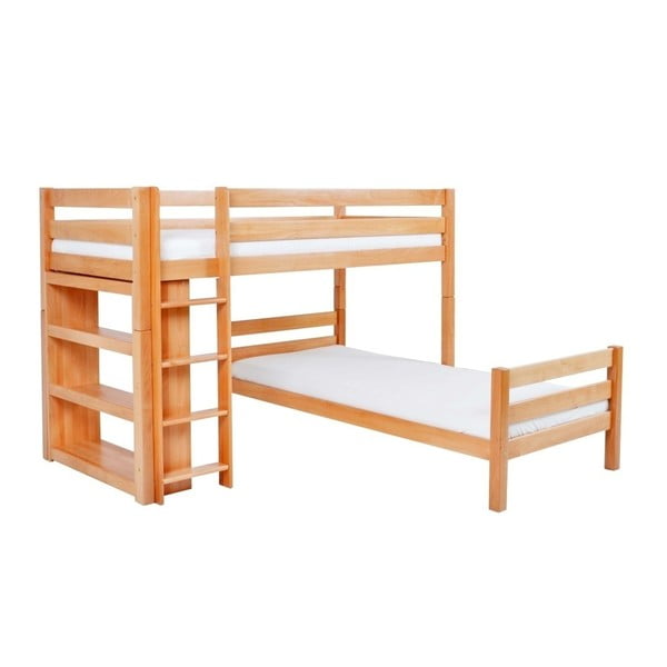 Dětská patrová postel z masivního bukového dřeva Mobi furniture Emil, 200 x 90 cm