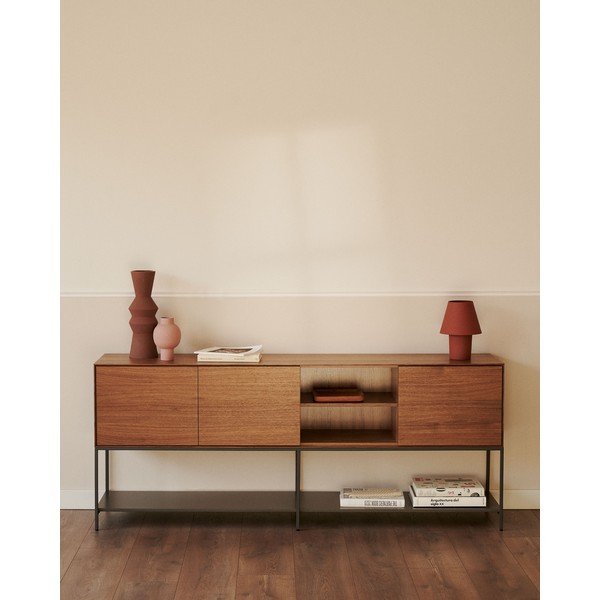 Nízká komoda v dekoru ořechu v přírodní barvě 195x80 cm Vedrana – Kave Home-image-1