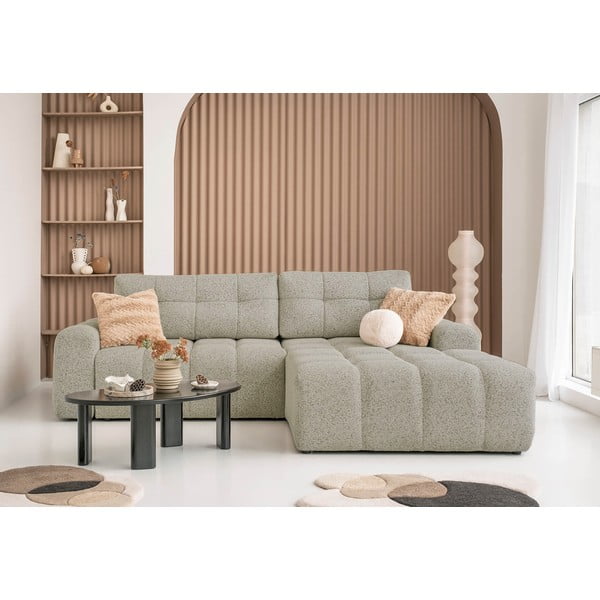 Světle hnědá rozkládací modulární rohová pohovka s úložným prostorem(pravý roh) Lulu – Miuform-image-1