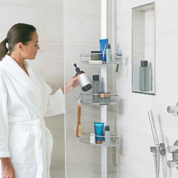Šedá teleskopická kovová koupelnová polička - simplehuman-image-1