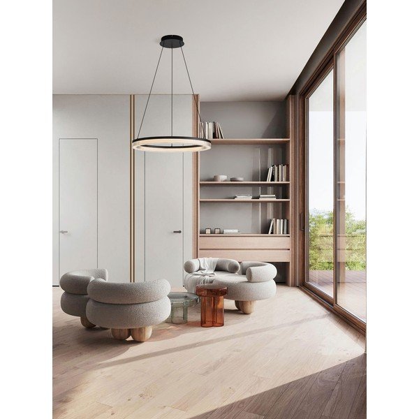 Matně černé hliníkové LED stmívatelné závěsné svítidlo se stínidlem z akrylového skla ø 60 cm Lonela – Nova Luce-image-2