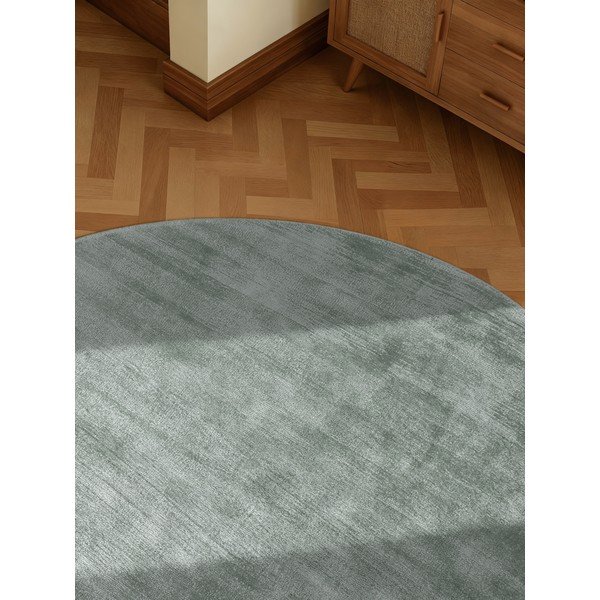 Světle modrý ručně tkaný kulatý koberec z viskózy ø 120 cm Noemi – Vikosa-image-4