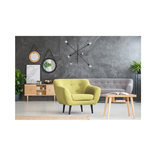 Žluté křeslo s hnědými nohami Mazzini Sofas Piemont-image-4