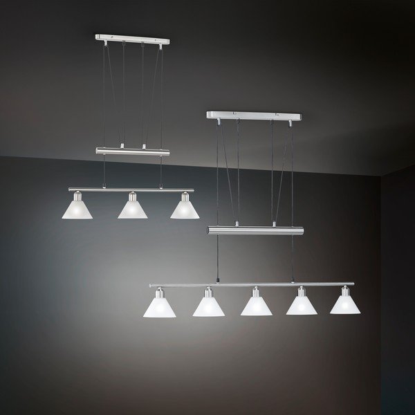 Závěsné svítidlo ve stříbrné barvě se skleněným stínidlem Stamina – Trio-image-2