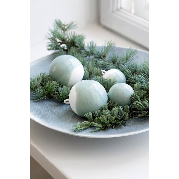 Sada 3 zelených vánočních ozdob na stromeček z kostního porcelánu Kähler Design Nobili-image-1