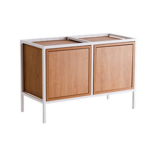Bílá nízká komoda v dekoru dubu 88x60 cm Skap - CustomForm