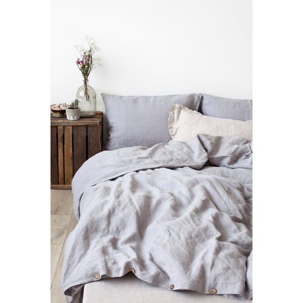 Světle šedý lněný povlak na polštář Linen Tales, 70 x 90 cm-image-1