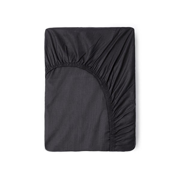 Tmavě šedé bavlněné elastické prostěradlo Good Morning, 90 x 200 cm
