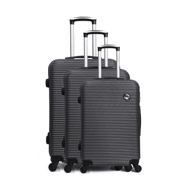 Sada 3 tmavě šedých cestovních kufrů na kolečkách Bluestar Vanity
